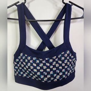 Greta Low Impact Floral Criss Cross Back Bra, Large, NWOT